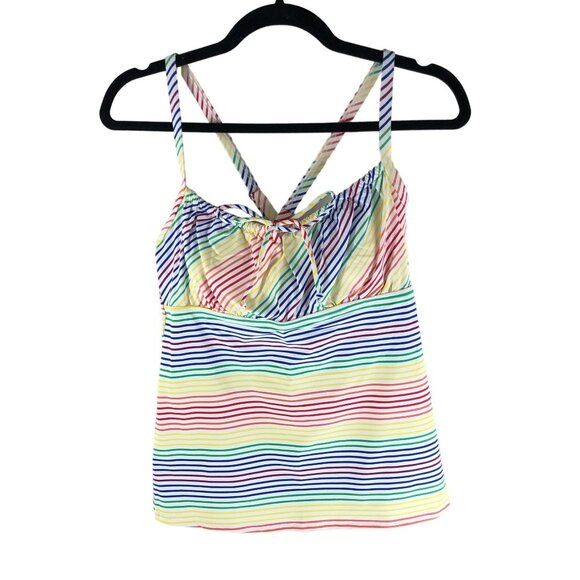 Lands End Chlorine Resist Tie Front Underwire Tankini Adjustable Rainbow 12 - Picture 1 of 4